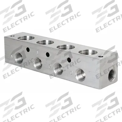 PARKER Pipe Manifold Fitting: Inline, NPT x NPT, Aluminum, 1/4 in NPT, 1/4 in NPT - Solenoid Valve Block Manifolds