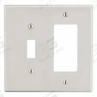 HUBBELL Wall Plate: Combo, 2 Gang, Almond, Std Size (MPN P126LA). Key specifications — Brand: HUBBELL; Material: Polycarbonate.