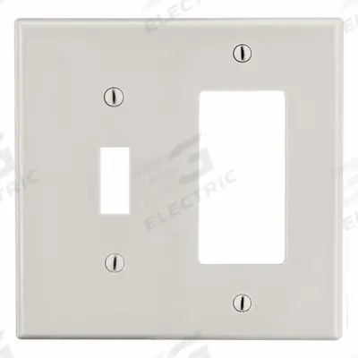 HUBBELL Wall Plate: Combo, 2 Gang, Almond - Combination Wall Plates