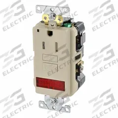 LEVITON GFCI Single Receptacle Outlet: Single, 5-15, Light Almond, GFCI, 125V AC, 15 A_20 A (MPN GFPL1-PLT)