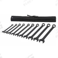 WESTWARD Combination Wrench Set: Alloy Steel, Black Oxide, 10 Tools, 15° Head Offset Angle, Offset (MPN 54DG09). Key specifications — attr309520: Black Oxide; attr309519: Alloy Steel; attr324929: WESTWARD; attr309512: Pouch; attr309522: No; attr309533: No.