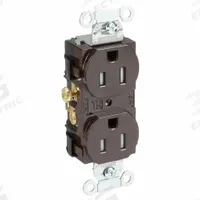 HUBBELL Receptacle: Duplex, 5-15, Brown, 125V AC, 15 A, 2 Pole / 3 Wire (MPN CR15TR)