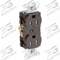 HUBBELL Receptacle: Duplex, 5-15, Brown, 125V AC, 15 A, 2 Pole / 3 Wire (MPN CR15TR)