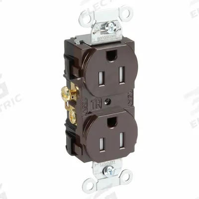 HUBBELL Receptacle: Duplex, 5-15, Brown, 125V AC, 15 A, 2 Pole / 3 Wire (MPN CR15TR) - General Purpose Receptacles