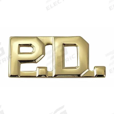 HEROS PRIDE Metal Rank Insignia: P.D., 1/2 in, Gold, Metal, Clutch Pin, Rank Insignia - Metallic Insignia