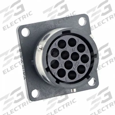 SOURIAU Electrical Connector: Trim Trio UTGX 14, Square Flange Receptacle, 12 Contacts - Trim Trio UTGX Harsh Environment Circular Connectors