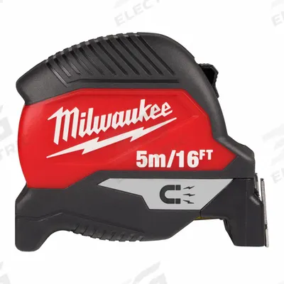MILWAUKEE Magnetic Tape Measure: Magnetic Single Hook Tip, 16 ft / 5 m, Plastic - Standard (Inch) Tape Measures