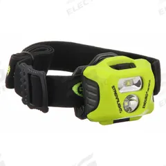 MSHA Headlamp: 235 lm, 5 hr Run Time at Max. Brightness, 73 m Max Beam, 3 Light Outputs, Yellow (MPN 61424). Key specifications — Brand: STREAMLIGHT; Battery Requirements - Broad: 3 AAA.