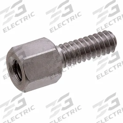 RAF ELECTRONIC HARDWARE Jack Screw: Male x Female, #4-40 Thread Sz, 7/16 in Lg, Hex, Steel, 3/16 in Hex Wd - Jack Screws