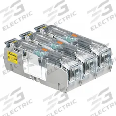 BUSSMANN Fuse Block: Open Block Design, 3 Pole, 600 V AC, Box Lug, Non-Indicating (MPN HM60200-3CR). Key specifications — attr233046: BUSSMANN.
