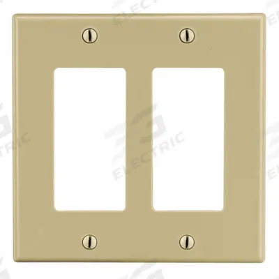 HUBBELL Wall Plate: Decorator-Rocker, 2 Gang, Ivory - General Purpose Wall Plates