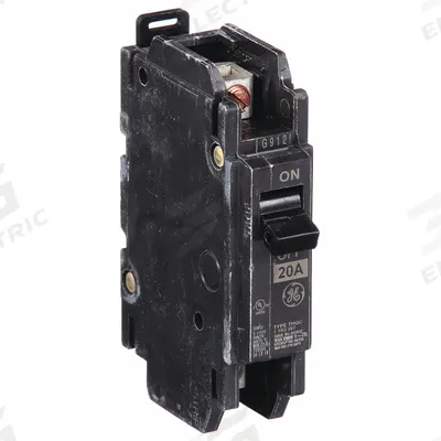 GE Miniature Circuit Breaker: THQC, 20 A, 120/240V AC, Single Phase, 10kA at 120/240V AC - THQC & THHQC Series, Unit-Mount GE Miniature Circuit Breakers