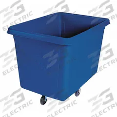 RUBBERMAID COMMERCIAL PRODUCTS Cube Truck: 16 cu ft, 500 lb, 43 3/4 in L x 31 in W x 37 in H, Blue (MPN FG461600DBLUE). Key specifications — Manufacturer Part Number: FG461600DBLUE; Brand: RUBBERMAID COMMERCIAL PRODUCTS; Caster/Wheel Configuration: (2) Rigid; Color: Blue.