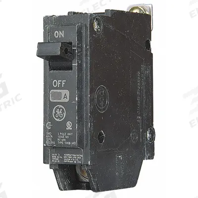 GE Miniature Circuit Breaker: THQB, 15 A, 120/240V AC, Single Phase, 10kA at 120/240V AC - THQB & THHQB Series, Bolt-On GE Miniature Circuit Breakers