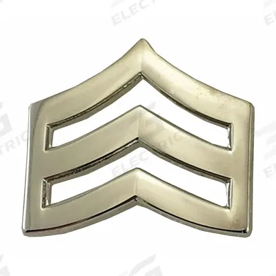 HEROS PRIDE Metal Rank Insignia: SGT. Chevron, 3/4 in, Silver, Metal, Clutch Pin - Metallic Insignia