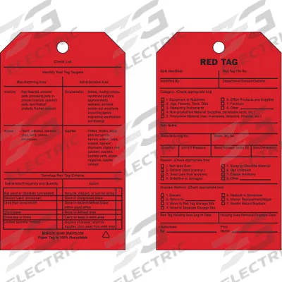 BRADY Tag: 4 in Wd, 7 in Ht, Black/Red, Paper, Rectangle, 0.01 in Thick, 100 Tags - 5S Red Tags