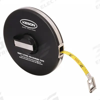 KESON Long Tape Measure: Manual, ST10018, SAE, 100 ft, 1/8 in, Stainless Steel - Closed-Reel Long Tape Measures