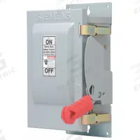 SIEMENS Safety Switch: Fusible, 30 A, Three Phase, 600V AC, Galvanized Steel, Indoor (MPN HF361J). Key specifications — Brand: SIEMENS.