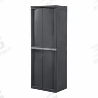 Storage Cabinet: 13 cu ft, Gray, 24 3/4 in L x 13 3/8 in D x 68 1/2 in H, Vertical, Shelves (MPN 01423V01). Key specifications — Brand: STERILITE; Product Type: Outdoor Storage Shed; Orientation: Vertical; Material: Polypropylene; Resistance Properties: Corrosion Resistant; Assembled: Unassembled; Lockable: Yes; Pattern: None.