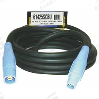 SOUTHWIRE Cam Lock Power Cable: 25 ft Cord Lg, 600V AC, CL40FBU, CL4MBU, 4/0 AWG Wire Size, 1 Wires (MPN 61425SCBU). Key specifications — Connector End Connection Type: CL40FBU; Plug End Connection Type: CL4MBU; Voltage Rating: 600V AC; Wire Size: 4/0 AWG; Brand: SOUTHWIRE.
