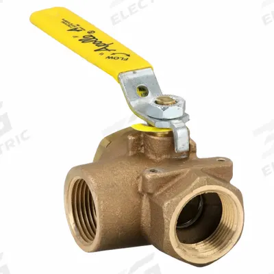 APOLLO Manual Three-Way Ball Valve: 1 in, Bronze, L Flow, FNPT x FNPT x FNPT - L-Port Bronze Ball Valves