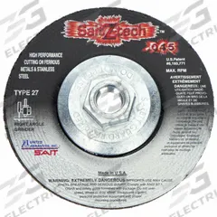 SAIT Depressed Center Cut-Off Wheel: Type 27, 4 1/2" x 0.045" x 5/8"-11, Zirconia Alumina, 60 Grit (MPN 23322). Key specifications — Series: Z-Tech; Brand: UNITED ABRASIVES-SAIT.