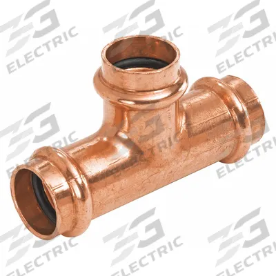 NIBCO Tee,2-1/2" x 2" x 3/4",Press Ends: Tee, 2 1/2 in CTS x 2 in CTS x 3/4 in CTS size - Plumbing Copper & Bronze Press Tube Fittings