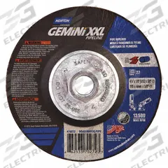 NORTON Cut-Off & Grinding Wheel: Type 27, 4 1/2" x 1/8" x 5/8"-11, Aluminum Oxide, 24 Grit (MPN 66253370272). Key specifications — Series: Gemini XXL; Brand: NORTON.