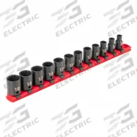 TEKTON Impact Socket Set: 3/8 in Drive Size, Small Set (0-50 pieces) Set Size, 12 Pieces, Metric (MPN SID91110). Key specifications — attr1204251: TEKTON; attr1215453: 3/8 in; attr1215454: 8 mm to 19 mm; attr1224229: Friction.