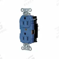 HUBBELL Receptacle: Duplex, 5-15, Blue, 125V AC, 15 A, 2 Pole / 3 Wire (MPN 5262STBL)