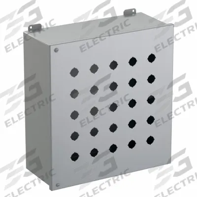 HAMMOND Push Button Enclosure: 22mm, 25 Holes, Carbon Steel - Enclosures for 22mm Operators