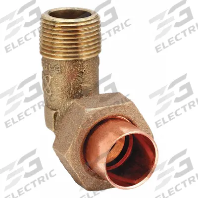 NIBCO Sweat Fitting Elbow: 3/4 in CTS x 3/4 in Pipe, Cup x MNPT, Bronze (MPN 707-4-6-LF 3/4) - Low-Lead Cast Copper & Bronze Tube Fittings