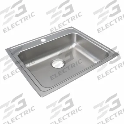JUST MANUFACTURING Bowl Drop-In Sink: 25 in Overall Lg, 21 1/4 in Overall Wd - One-Bowl Counter-Mounted Kitchen & Bar Sinks without Faucets