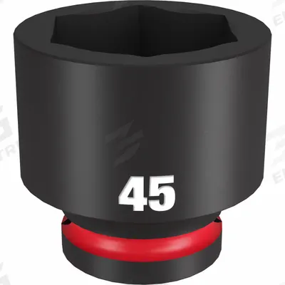 MILWAUKEE Standard Impact Socket: 3/4 in Drive Size, Metric, 45 mm Socket Size, 6-Point - 3/4" Drive Impact Sockets