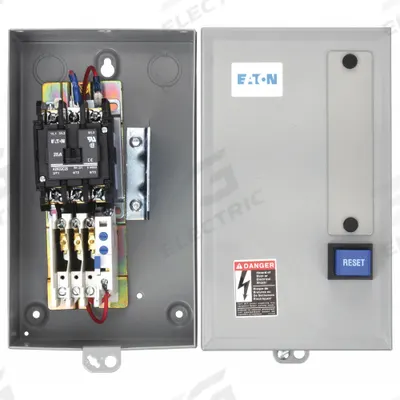 EATON Definite Purpose Magnetic Motor Starter: Non-Reversing, 3 Poles, 25 A, 480V AC Coil - Enclosed Non-Reversing Starters with Thermal Overloads