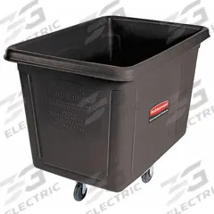 RUBBERMAID COMMERCIAL PRODUCTS Cube Truck: 8 cu ft, 300 lb, 38 in L x 26 in W x 28 1/8 in H, Black (MPN FG460800BLA). Key specifications — Manufacturer Part Number: FG460800BLA; Brand: RUBBERMAID COMMERCIAL PRODUCTS; Caster/Wheel Configuration: (2) Swivel; Color: Black.
