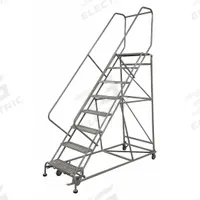 COTTERMAN Rolling Ladder: 10 ft Platform Ht, Unassembled, Steel, Foot-Activated Step Lock (MPN 2612R2632A6E12B4AC1P3). Key specifications — Folding: Not Foldable; Color: Gray; Brand: COTTERMAN; Handrail Configuration: Double Handrails.