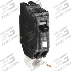 GE Miniature Circuit Breaker: THQL, 15 A, 120/240V AC, Single Phase, 10kA at 120/240V AC, 1 Poles (MPN THQL1115AF2). Key specifications — Amps: 15 A; AC Voltage Rating: 120/240V AC; Phase: Single; Max. AIR Rating: 10kA at 120/240V AC; For Use With: Power Mark Gold Load Centers and AQ Lighting Panels.