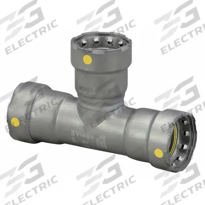 VIEGA MEGAPRESS Crimp Tee Fitting: 1 in Pipe x 1 in Pipe x 1/2 in Pipe Size, Steel - Gas Steel Press Pipe Fittings