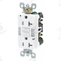 LEVITON GFI Receptacle: Decorator Duplex, 5-20, White, GFCI, 125V AC, 20 A, 2 Pole / 3 Wire (MPN GFNL2-W)