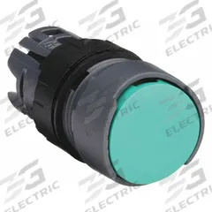 SCHNEIDER Flush Push Button: Green, 16 mm Mounting Size, Non-Metallic, Momentary (MPN ZB6AA3). Key specifications — Brand: SCHNEIDER; Action: Momentary; Series: XB6; Push Button Material Type: Non-Metallic.