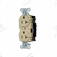 HUBBELL Receptacle: Duplex, 5-20, Ivory, 125V AC, 20 A, 2 Pole / 3 Wire (MPN BR20STI)