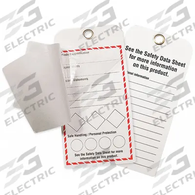 GHS SAFETY Tag: Synthetic, Rectangle, 6 in Ht, 3 in Wd, Indoor/Outdoor, English, 25 Tags