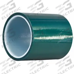 TAPECASE Film Tape: 4 in Wd, 18 yd Lg, 3.3 mil Thick, Polyester Film, Silicone, Green (MPN 15C566). Key specifications — Series: M.