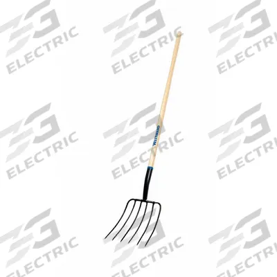 WESTWARD Manure Fork: Steel Head, Straight Handle Type, Wood Handle - Agricultural & Garden Forks & Hooks
