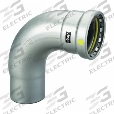 VIEGA MEGAPRESS Crimp Elbow Fitting: 4 in Pipe x 4 in CTS Size, Press-fit x FTG, Carbon Steel - Gas Steel Press Pipe Fittings