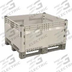 DECADE PRODUCTS Bulk Container: 20 cu ft, 47 1/4 in x 39 3/8 in x 28 in, Lid Not Included, Long Side (MPN 14000000-104). Key specifications — Brand: DECADE PRODUCTS; Stackable: Stacking Capable; Shape: Rectangular; Runner Location: Long Side; Fork Entry: 4-Way Entry; Container Wall Type: Solid; Mobility: Stationary; Fork Pockets: Fork Pockets Included.