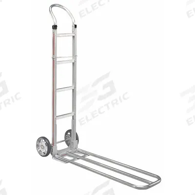 MAGLINER General Purpose Hand Truck: 500 lb, Flow-Back, Silver, Aluminum, Tread on Core - Extended Folding Nose Hand Trucks