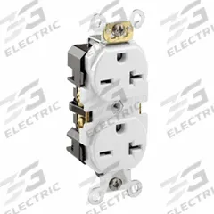 LEVITON Plugs and Receptacles: Duplex, 6-20, White, 250V AC, 20 A, 2 Pole / 3 Wire (MPN 5462-W)