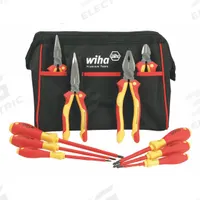 WIHA Insulated Tool Kit: Insulated, 10 Total Pcs, Drivers and Bits/Pliers, Tool Bag (MPN 32892). Key specifications — attr541600: (1) Long-Nose Pliers; attr541603: None; attr541599: None; attr541604: None; attr541515: WIHA; attr548994: (3) Slotted Screwdrivers.
